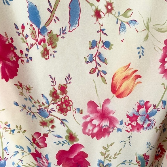 Vintage Midi Skirt Y2K Flowy Floral Roses Fairy Cream Pink Blue Peach Red Sz 3X - Picture 4 of 11